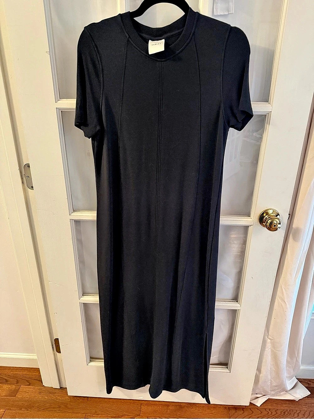 Varley Maeve Rib Knit Midi Dress Black
